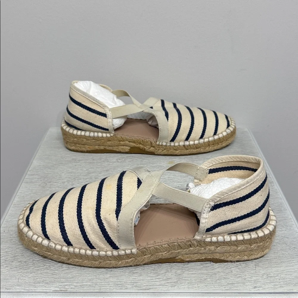 Saint James Women’s Navy and Cream Stripes Espadrilles Size 40